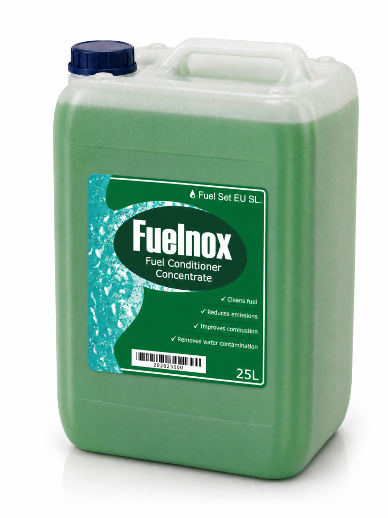 Fuelnox 25 litre fuel conditioner concentrate from Fuel Set EU, 2,500 capfuls, treats 100,000 litres of bulk diesel or petrol